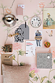 Mood board of various accessories, materials and colour schemes