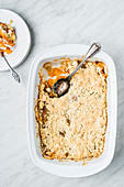 Apricot crumble with cardamon, ginger and cinnamon