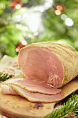 Ham on a cutting board (Christmas)