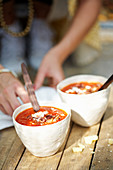 Homemade soup on table