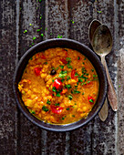 Lentil daal with tomatoes and cilantro