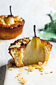 Roasted pear, honey and almond muffin