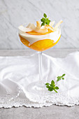 Orange panna cotta with roasted coconut chips