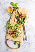 Cream cheese and asparagus bread with bresaola