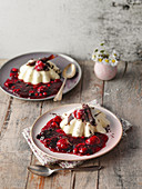 Fruity berry compote with white chocolate mousse