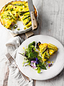 Parmesan omelette with green asparagus