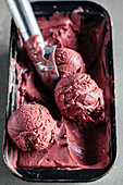 Strawberry and liquorice ice cream