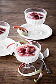 Vanilla pannacotta with rhubarb spiced and ginger