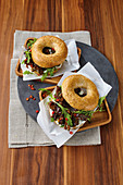 Bagels filled with beef rump meat
