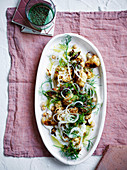 Roasted cauliflower salad with chickpeas and dates