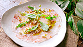 Prawn carpaccio being made