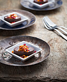 Chocolate tarts with berries