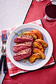 Duck breast with apple and rosemary
