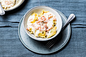Tortellini with a lemon and salmon sauce