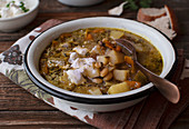 Autumn potato and beans soup