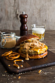Chicken burger with chipotle sauce
