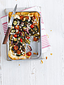 Griddled vegetable and feta tart