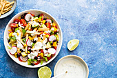 Vegan taco salad with vegan ranch dressing