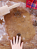 Cut out gingerbread cookies