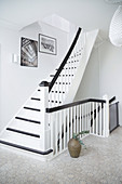 White stairs with black accents