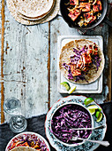 Curried tofu wraps with red cabbage