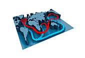 Global ocean thermohaline circulation,illustration