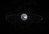 Space junk orbiting the Earth,illustration