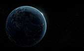 Earth at night before dawn,illustration