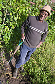 Older man on his allotment