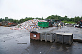 Loose tin plate scrap at scrap metal recycling centre