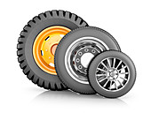 Different vehicle wheels,illustration