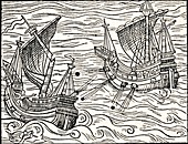 Engagement Between Two Merchant Ships, 1555