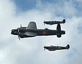 bomber and 2 Spitfires in aerial display