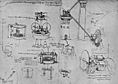 Studies of Suction Pumps, Archimedes Tubes, Etc, c1480