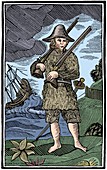 Robinson Crusoe, chapbook cut, 18th century (1964)
