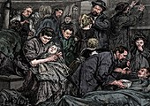 Steerage passengers on an Atlantic steamer, c1850