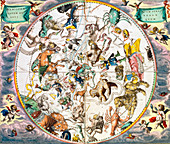 Celestial planisphere showing the signs of the zodiac