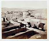 Excavated temple at the foot of the Sphinx, Giza, Egypt