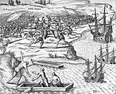 Battle between Christopher Columbus and Francisco Poraz