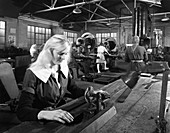 Female workers sharpening saw blades, 1963
