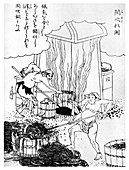 Copper smelting, a primitive method, Japan, c1900
