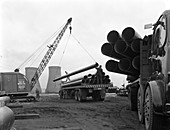 Pipe wrapping to prevent corrosion on steel pipes, 1961
