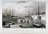 View of London Docks looking west, Wapping, 1831