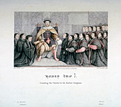 Henry VIII granting the charter to the Barber Surgeons