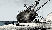 HMS 'Beagle' laid ashore, Rio Santa Cruz, Patagonia, 1834