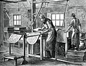 Block printers at work, c1880
