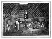 Inside of a House in Oonalashka', c1776-1779