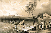 Setting in of the monsoon, Cannanore Fort', 1847