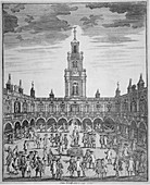 Royal Exchange with merchants, City of London, 1729