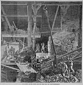 Excavation work for Blackfriars Bridge, London, 1864